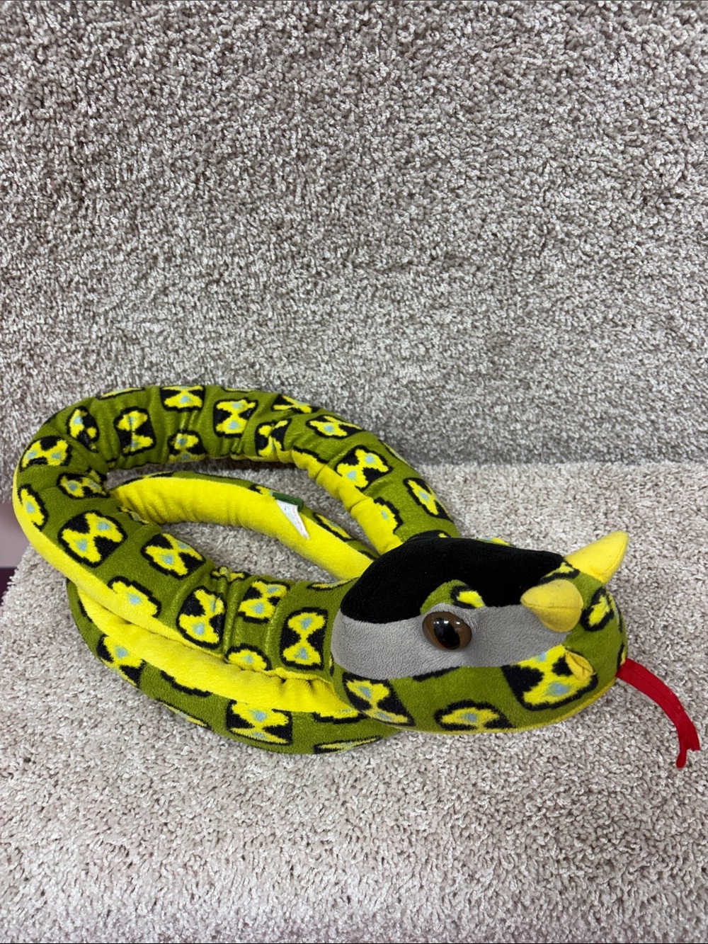 Wild Republic Green Yellow Blue Black Rhino Viper Snake Plush 2015